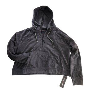 Jack Smith Womens Cropped Sweatshirt Pullover with Pockets Thumb Holes Gray 2XL